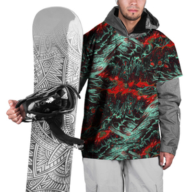 Накидка на куртку 3D с принтом Красно Белая Вулканическая Лава в Новосибирске, 100% полиэстер |  | lava | volcanic | volcano | белый | вулкан | вулканическая | красный | лава | природа