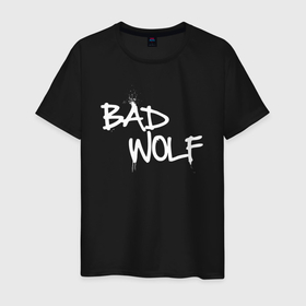 Мужская футболка хлопок с принтом Bad Wolf (злой волк) в Екатеринбурге, 100% хлопок | прямой крой, круглый вырез горловины, длина до линии бедер, слегка спущенное плечо. | Тематика изображения на принте: bad wolf | wolf | бирюк | волк | волки | волчара | волчица | волчок | волчонок | дикий | животное | зверь | злой волк | койот | переярок | серый | хищник | шакал