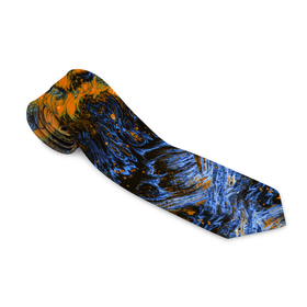 Галстук 3D с принтом Оранжево Синяя Вулканическая Лава в Тюмени, 100% полиэстер | Длина 148 см; Плотность 150-180 г/м2 | lava | volcanic | volcano | вулкан | вулканическая | лава | оранжевый | природа | синий