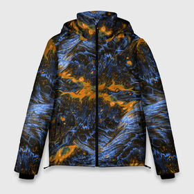 Мужская зимняя куртка 3D с принтом Оранжево Синяя Вулканическая Лава в Тюмени, верх — 100% полиэстер; подкладка — 100% полиэстер; утеплитель — 100% полиэстер | длина ниже бедра, свободный силуэт Оверсайз. Есть воротник-стойка, отстегивающийся капюшон и ветрозащитная планка. 

Боковые карманы с листочкой на кнопках и внутренний карман на молнии. | lava | volcanic | volcano | вулкан | вулканическая | лава | оранжевый | природа | синий
