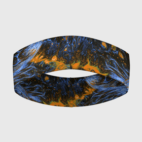 Повязка на голову 3D с принтом Оранжево Синяя Вулканическая Лава в Петрозаводске,  |  | lava | volcanic | volcano | вулкан | вулканическая | лава | оранжевый | природа | синий