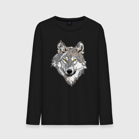 Мужской лонгслив хлопок с принтом Волчья морда , 100% хлопок |  | wolf | бирюк | волк | волки | волчара | волчица | волчок | волчонок | голова | дикий | животное | зверь | койот | переярок | серый | хищник | шакал