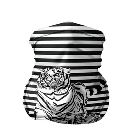 Бандана-труба 3D с принтом Боевой тигр в Тюмени, 100% полиэстер, ткань с особыми свойствами — Activecool | плотность 150‒180 г/м2; хорошо тянется, но сохраняет форму | вмф | иллюзия | опасный | полосы | тельник | тельняшка | тигр | тигры