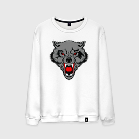 Мужской свитшот хлопок с принтом Злой волчий оскал в Екатеринбурге, 100% хлопок |  | wolf | бирюк | волк | волки | волчара | волчица | волчок | волчонок | дикий | животное | зверь | койот | переярок | серый | хищник | шакал