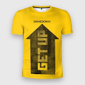 Мужская футболка 3D Slim с принтом Shinedown   GET UP в Екатеринбурге, 100% полиэстер с улучшенными характеристиками | приталенный силуэт, круглая горловина, широкие плечи, сужается к линии бедра | brent smith | shinedown | брент смит | группа | музыка | рок | рок группа