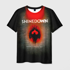 Мужская футболка 3D с принтом Somewhere in the Stratosphere   Shinedown , 100% полиэфир | прямой крой, круглый вырез горловины, длина до линии бедер | brent smith | shinedown | брент смит | группа | музыка | рок | рок группа