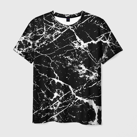 Мужская футболка 3D с принтом Текстура чёрного мрамора   Texture of black marble в Белгороде, 100% полиэфир | прямой крой, круглый вырез горловины, длина до линии бедер | fashion | marble | stone | texture | камень | мода | мрамор | текстура