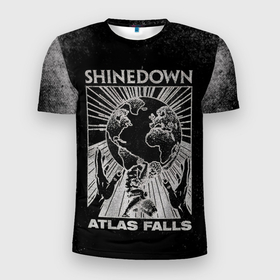 Мужская футболка 3D Slim с принтом Atlas Falls   Shinedown в Екатеринбурге, 100% полиэстер с улучшенными характеристиками | приталенный силуэт, круглая горловина, широкие плечи, сужается к линии бедра | brent smith | shinedown | брент смит | группа | музыка | рок | рок группа