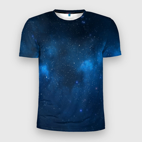 Мужская футболка 3D Slim с принтом Космическая ночь в Санкт-Петербурге, 100% полиэстер с улучшенными характеристиками | приталенный силуэт, круглая горловина, широкие плечи, сужается к линии бедра | outer space | space | universe with stars | вселенная | вселенная со звездами | галактика | звезды | космическая ночь | космос