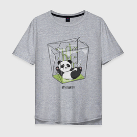 Мужская футболка хлопок Oversize с принтом Im fluffy в Петрозаводске, 100% хлопок | свободный крой, круглый ворот, “спинка” длиннее передней части | бамбук | диета | медведь | мультяшный | настроение | панда | пушистый | сладкоежка