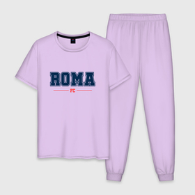 Мужская пижама хлопок с принтом Roma FC Classic в Белгороде, 100% хлопок | брюки и футболка прямого кроя, без карманов, на брюках мягкая резинка на поясе и по низу штанин
 | club | football | logo | roma | клуб | лого | мяч | рома | символ | спорт | футбол | футболист | футболисты | футбольный