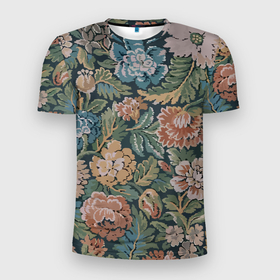 Мужская футболка 3D Slim с принтом Floral pattern   Цветочный паттерн в Белгороде, 100% полиэстер с улучшенными характеристиками | приталенный силуэт, круглая горловина, широкие плечи, сужается к линии бедра | fashion | flower | leaf | pattern | лист | мода | узор | цветы