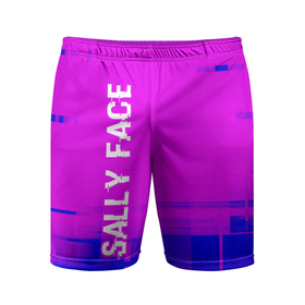 Мужские шорты спортивные с принтом Sally Face Glitch Text Effect в Новосибирске,  |  | face | glitch | logo | sally | sally face | игра | игры | камуфляж | лого | логотип | милитари | салли | символ | фейс