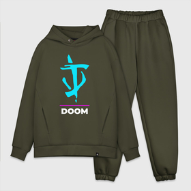Мужской костюм хлопок OVERSIZE с принтом Символ Doom в неоновых цветах в Курске,  |  | doom | logo | neon | дум | игра | игры | лого | логотип | неон | символ