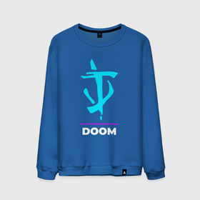 Мужской свитшот хлопок с принтом Символ Doom в неоновых цветах в Новосибирске, 100% хлопок |  | doom | logo | neon | дум | игра | игры | лого | логотип | неон | символ