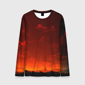 Мужской лонгслив 3D с принтом Облака перед восходом солнца в Санкт-Петербурге, 100% полиэстер | длинные рукава, круглый вырез горловины, полуприлегающий силуэт | Тематика изображения на принте: восход | закат | лес | небо | облака