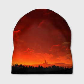Шапка 3D с принтом Облака перед восходом солнца в Санкт-Петербурге, 100% полиэстер | универсальный размер, печать по всей поверхности изделия | Тематика изображения на принте: восход | закат | лес | небо | облака