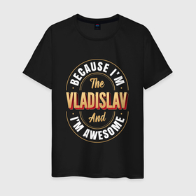Мужская футболка хлопок с принтом Because Im The Vladislav And Im Awesome , 100% хлопок | прямой крой, круглый вырез горловины, длина до линии бедер, слегка спущенное плечо. | 