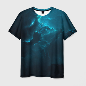 Мужская футболка 3D с принтом Облака и звезды в Новосибирске, 100% полиэфир | прямой крой, круглый вырез горловины, длина до линии бедер | вселенная | галактика | звезды | комета | космос | небо | ночь | облака
