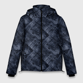 Мужская зимняя куртка 3D с принтом Темный серо синий узор деревянного паркета в Екатеринбурге, верх — 100% полиэстер; подкладка — 100% полиэстер; утеплитель — 100% полиэстер | длина ниже бедра, свободный силуэт Оверсайз. Есть воротник-стойка, отстегивающийся капюшон и ветрозащитная планка. 

Боковые карманы с листочкой на кнопках и внутренний карман на молнии. | Тематика изображения на принте: wood | деревянный | древесина | древесная текстура | паркет | плитка | синий | синий паркет