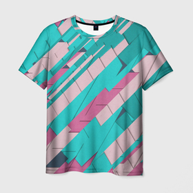 Мужская футболка 3D с принтом Striped в Белгороде, 100% полиэфир | прямой крой, круглый вырез горловины, длина до линии бедер | абстракция | вектор | картон | линии | полоски | трехцветная | трехцветный