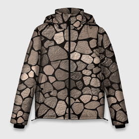 Мужская зимняя куртка 3D с принтом Черно коричневая текстура камня в Новосибирске, верх — 100% полиэстер; подкладка — 100% полиэстер; утеплитель — 100% полиэстер | длина ниже бедра, свободный силуэт Оверсайз. Есть воротник-стойка, отстегивающийся капюшон и ветрозащитная планка. 

Боковые карманы с листочкой на кнопках и внутренний карман на молнии. | brown | stone | stone texture | абстрактный узор | каменная текстура | камень | коричневый