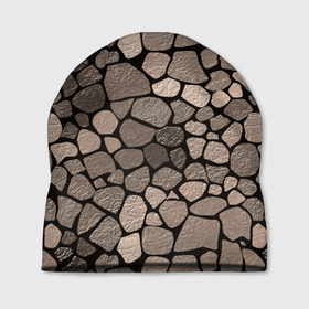 Шапка 3D с принтом Черно коричневая текстура камня в Петрозаводске, 100% полиэстер | универсальный размер, печать по всей поверхности изделия | brown | stone | stone texture | абстрактный узор | каменная текстура | камень | коричневый