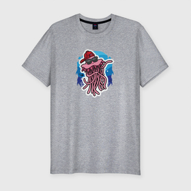 Мужская футболка хлопок Slim с принтом милый  осьминог в Тюмени, 92% хлопок, 8% лайкра | приталенный силуэт, круглый вырез ворота, длина до линии бедра, короткий рукав | Тематика изображения на принте: кальмар | лето | море | океан | осьминог