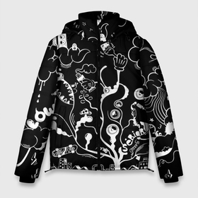 Мужская зимняя куртка 3D с принтом Музыкальное древо в Новосибирске, верх — 100% полиэстер; подкладка — 100% полиэстер; утеплитель — 100% полиэстер | длина ниже бедра, свободный силуэт Оверсайз. Есть воротник-стойка, отстегивающийся капюшон и ветрозащитная планка. 

Боковые карманы с листочкой на кнопках и внутренний карман на молнии. | Тематика изображения на принте: грибы | дерево | динамики | звезды | колонки | мел | музыка | нло | патерны | поп | разные | разные рисунки | рисунки | рок | текстуры | уфо | черно белое