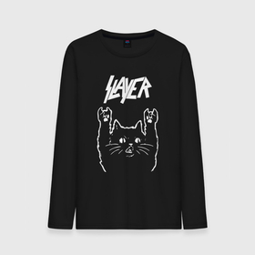 Мужской лонгслив хлопок с принтом Slayer Рок кот в Петрозаводске, 100% хлопок |  | music | rock | slayer | музыка | рок | рок кот | роккот | слеер | слэер | слэйер