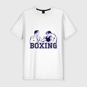 Мужская футболка хлопок Slim с принтом Бокс (Boxing is cool) в Санкт-Петербурге, 92% хлопок, 8% лайкра | приталенный силуэт, круглый вырез ворота, длина до линии бедра, короткий рукав | battle | box | boxer | boxing | champion | club | fight | fighter | fit | fitness | gym | kickboxing | lifestyle | man | mma | retro | ring | sport | strong | vintage | боец | боксер | боксерский клуб | винтаж | кикбоксинг | мма | мужчина | поединок | рет