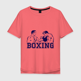 Мужская футболка хлопок Oversize с принтом Бокс (Boxing is cool) в Кировске, 100% хлопок | свободный крой, круглый ворот, “спинка” длиннее передней части | Тематика изображения на принте: battle | box | boxer | boxing | champion | club | fight | fighter | fit | fitness | gym | kickboxing | lifestyle | man | mma | retro | ring | sport | strong | vintage | боец | боксер | боксерский клуб | винтаж | кикбоксинг | мма | мужчина | поединок | рет