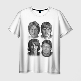 Мужская футболка 3D с принтом LEGENDS JOHN LENNON PAUL MCCARTNEY RINGO STARR GEORGE HARRISON в Белгороде, 100% полиэфир | прямой крой, круглый вырез горловины, длина до линии бедер | 80 е | винтаж | гитара | группа | музыка | музыкант | ретро