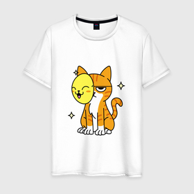 Мужская футболка хлопок с принтом THE MASKED CAT в Новосибирске, 100% хлопок | прямой крой, круглый вырез горловины, длина до линии бедер, слегка спущенное плечо. | Тематика изображения на принте: в маске | домашний | животное | забавный | милый | цветной