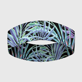 Повязка на голову 3D с принтом Разноцветные Листья Пальм В Ночных Джунглях ,  |  | jungles | palm | palm tree | summer | акварель | букет | деревья | джунгли | лето | листья | ночь | пальма | природа | растение | флора