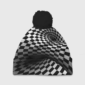 Шапка 3D c помпоном с принтом Геометрическая объёмная композиция   Авангард в Курске, 100% полиэстер | универсальный размер, печать по всей поверхности изделия | 3d | abstraction | composition | geometry | абстракция | геометрия | композиция