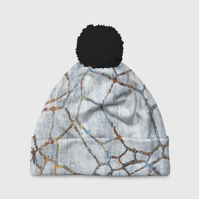 Шапка 3D c помпоном с принтом Авангардный текстурный паттерн в Белгороде, 100% полиэстер | универсальный размер, печать по всей поверхности изделия | abstraction | pattern | texture | vanguard | абстракция | авангард | паттерн | текстура