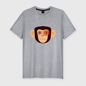Мужская футболка хлопок Slim с принтом Злая кибер обезьяна в Екатеринбурге, 92% хлопок, 8% лайкра | приталенный силуэт, круглый вырез ворота, длина до линии бедра, короткий рукав | chimpanzee | cyber | monkey | monkeypox | pox | злой | кибер | мультяшный стиль | обезьяна | обезьянья оспа | оспа | плоский стиль | шимпанзе