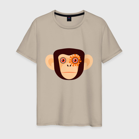 Мужская футболка хлопок с принтом Злая кибер обезьяна в Санкт-Петербурге, 100% хлопок | прямой крой, круглый вырез горловины, длина до линии бедер, слегка спущенное плечо. | chimpanzee | cyber | monkey | monkeypox | pox | злой | кибер | мультяшный стиль | обезьяна | обезьянья оспа | оспа | плоский стиль | шимпанзе