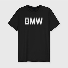 Мужская футболка хлопок Slim с принтом бмв   bmw   в не фокусе , 92% хлопок, 8% лайкра | приталенный силуэт, круглый вырез ворота, длина до линии бедра, короткий рукав | bmw | bmw performance | m | motorsport | performance | бмв | моторспорт