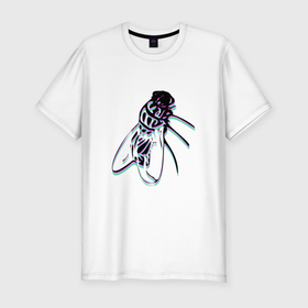 Мужская футболка хлопок Slim с принтом Муха (Fly) в Тюмени, 92% хлопок, 8% лайкра | приталенный силуэт, круглый вырез ворота, длина до линии бедра, короткий рукав | biology | buzz | dumpy | fly | health | housefly | insect | manure | nature | retro | tiny | vintage | wing | винтаж | домашняя муха | здоровье | крылья | муха | навоз | насекомое | ретро