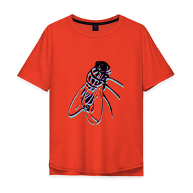 Мужская футболка хлопок Oversize с принтом Муха (Fly) в Екатеринбурге, 100% хлопок | свободный крой, круглый ворот, “спинка” длиннее передней части | biology | buzz | dumpy | fly | health | housefly | insect | manure | nature | retro | tiny | vintage | wing | винтаж | домашняя муха | здоровье | крылья | муха | навоз | насекомое | ретро
