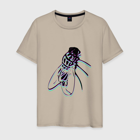 Мужская футболка хлопок с принтом Муха (Fly) в Санкт-Петербурге, 100% хлопок | прямой крой, круглый вырез горловины, длина до линии бедер, слегка спущенное плечо. | Тематика изображения на принте: biology | buzz | dumpy | fly | health | housefly | insect | manure | nature | retro | tiny | vintage | wing | винтаж | домашняя муха | здоровье | крылья | муха | навоз | насекомое | ретро