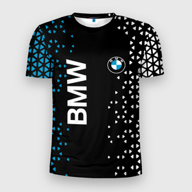 Мужская футболка 3D Slim с принтом BMW   Абстракция в Курске, 100% полиэстер с улучшенными характеристиками | приталенный силуэт, круглая горловина, широкие плечи, сужается к линии бедра | bmw | bmw performance | m | motorsport | performance | бмв | моторспорт