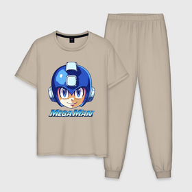 Мужская пижама хлопок с принтом Mega Man   Rockman в Кировске, 100% хлопок | брюки и футболка прямого кроя, без карманов, на брюках мягкая резинка на поясе и по низу штанин
 | dendy | gameboy | mega man | nes | nintendo | robot | rockman | sega | мега мужик | мегамен | мегамэн | робот | рокмен | рокмэн