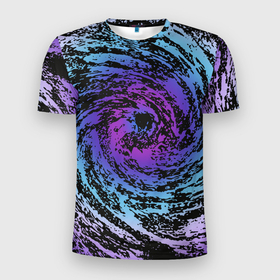 Мужская футболка 3D Slim с принтом Галактика Неон в Курске, 100% полиэстер с улучшенными характеристиками | приталенный силуэт, круглая горловина, широкие плечи, сужается к линии бедра | Тематика изображения на принте: neon | space | tie dye | галактика | космос | неон | тай дай