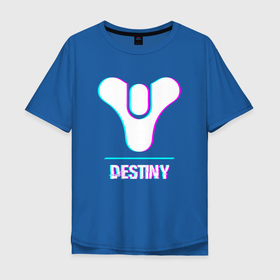 Мужская футболка хлопок Oversize с принтом Destiny в стиле Glitch (Баги Графики) , 100% хлопок | свободный крой, круглый ворот, “спинка” длиннее передней части | destiny | glitch | logo | баги | глитч | дестини | игра | игры | лого | логотип | символ