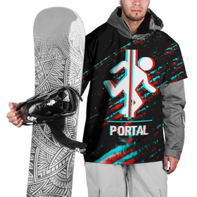 Накидка на куртку 3D с принтом Portal в стиле Glitch (Баги Графики) на темном фоне , 100% полиэстер |  | glitch | logo | portal | баги | глитч | игра | игры | краска | краски | лого | логотип | портал | символ