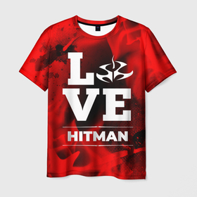 Мужская футболка 3D с принтом Hitman Love Классика в Кировске, 100% полиэфир | прямой крой, круглый вырез горловины, длина до линии бедер | hitman | logo | love | игра | игры | лого | логотип | огонь | пламя | символ | хитман