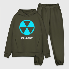 Мужской костюм хлопок OVERSIZE с принтом Символ Fallout в неоновых цветах в Курске,  |  | fallout | logo | neon | игра | игры | лого | логотип | неон | символ | фаллаут